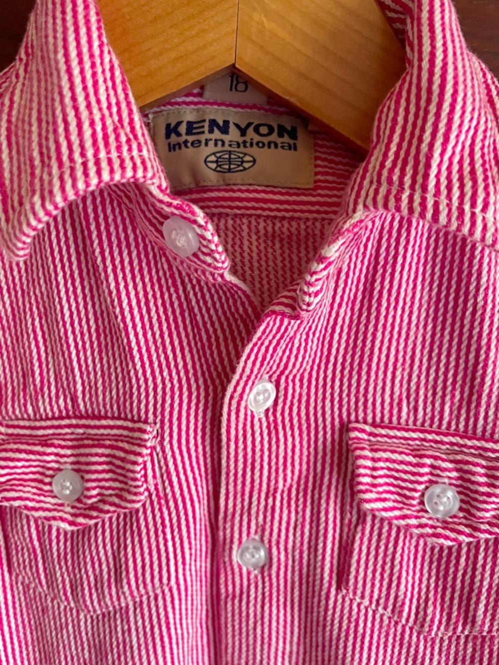 NEW Quality Hickory Stripe Button-Down Shirt, Thick Woven Cotton, Red White
